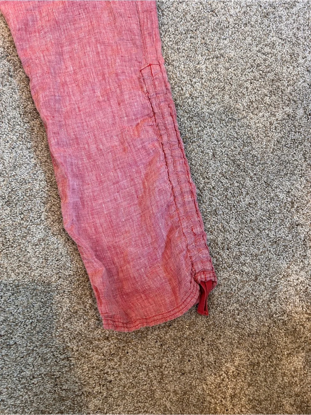 Toad & Co Lina Linen Pants. Ruched leg. Red spice. Pull on. Coastal. Travel. Med - Picture 2 of 8